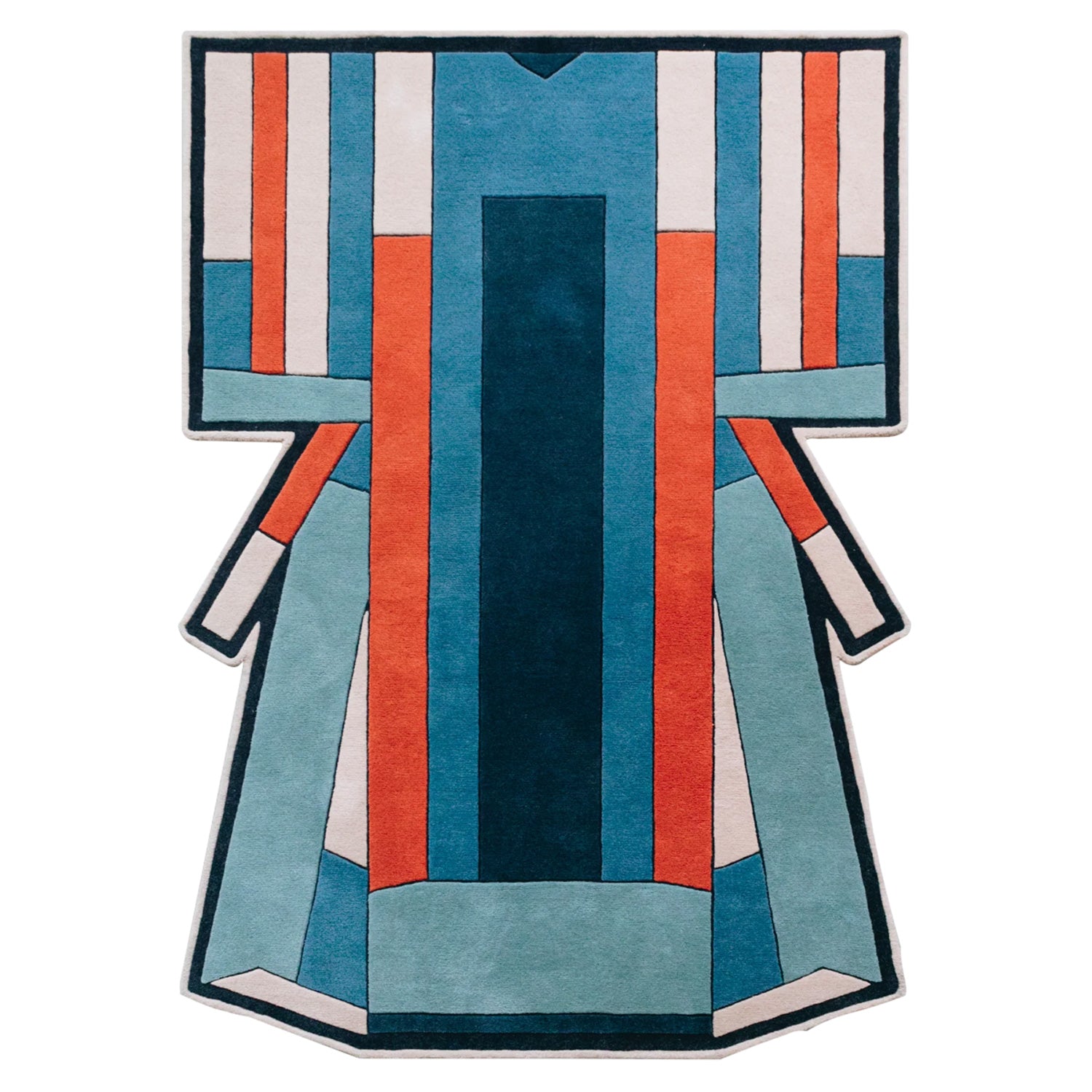 Ines Rug: Blue + Terracotta