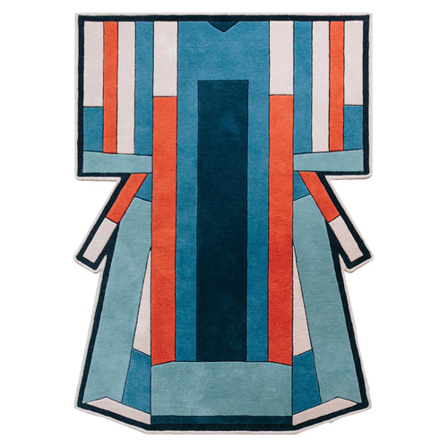 Ines Rug: Blue + Terracotta