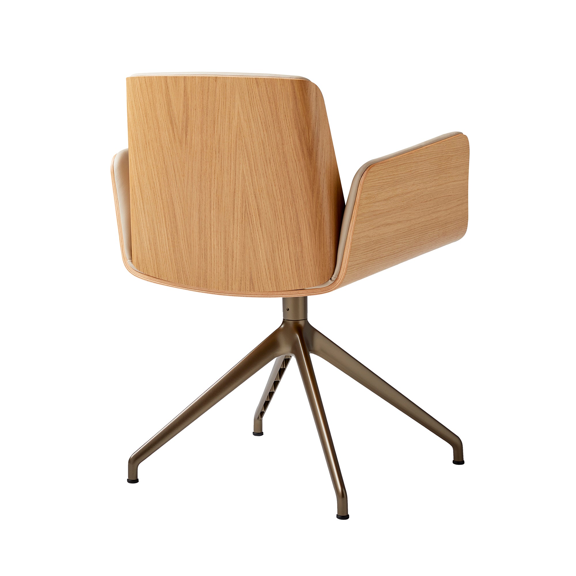 Hug 4 Star Swivel Base Chair: Wood Back + Front Upholstered + Bronze + Super Matte Oak