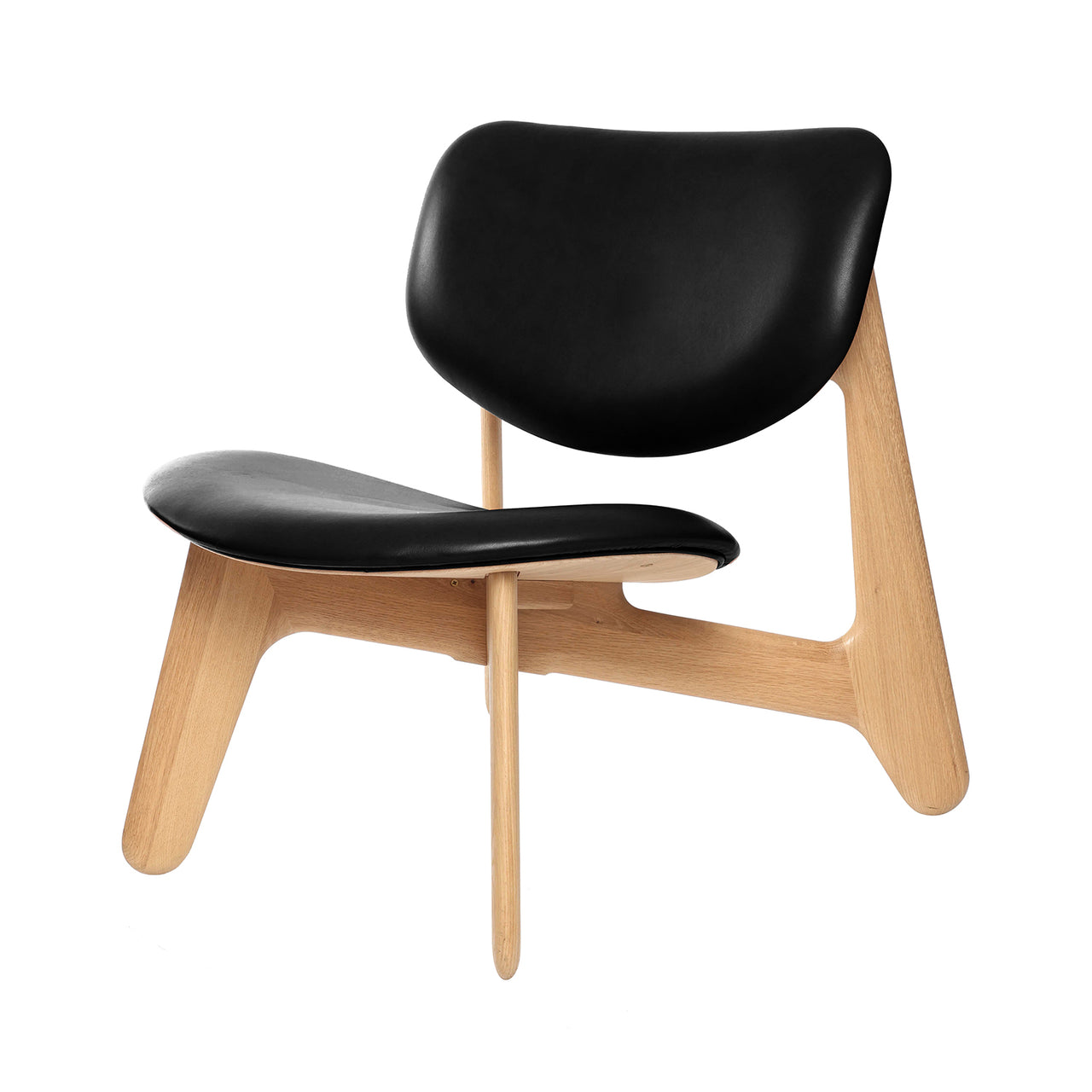 Slab Lounge Chair: Natural Oak + Leather Black