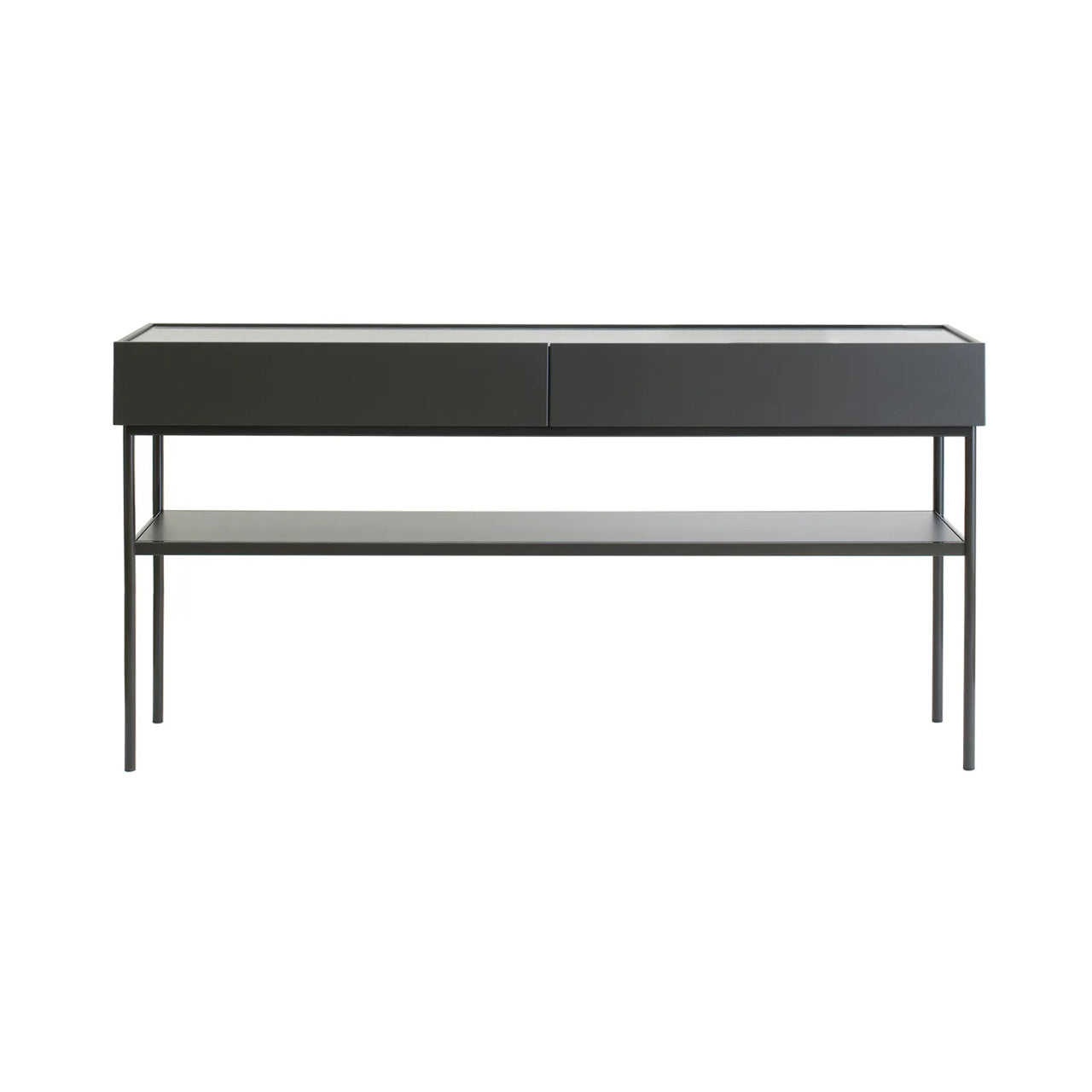 Luc Console Oak 160: Char Grey Lacquered Oak + Char Grey
