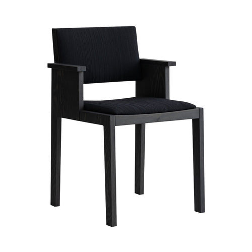 016 Maasto Dining Chair: Seat + Back Upholstered + With Armrest + Black Pine