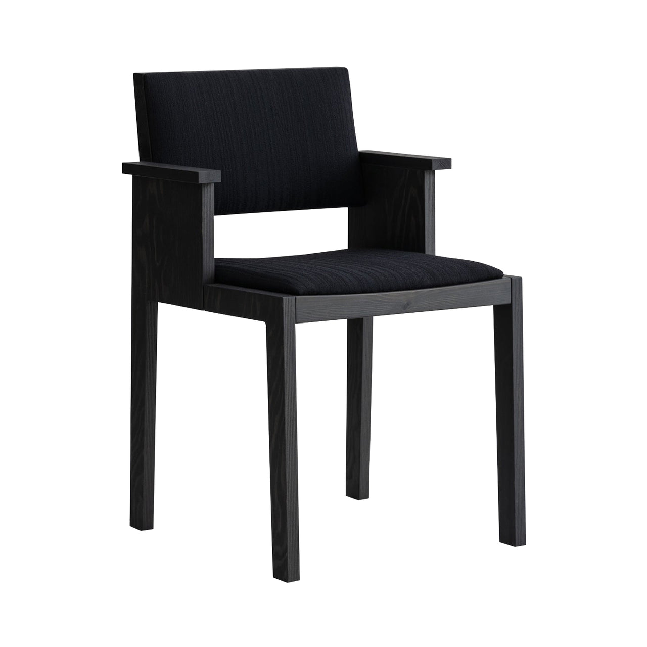 016 Maasto Dining Chair: Seat + Back Upholstered + With Armrest + Black Pine