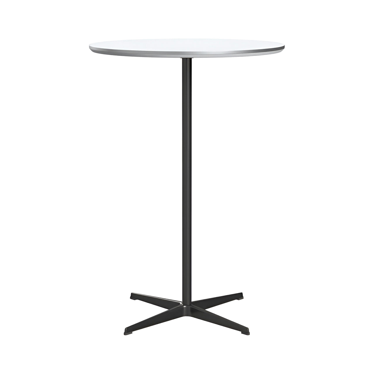 Circular Bar Table: White Laminate + Black
