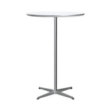 Circular Bar Table: White Laminate + Satin Brushed Aluminum