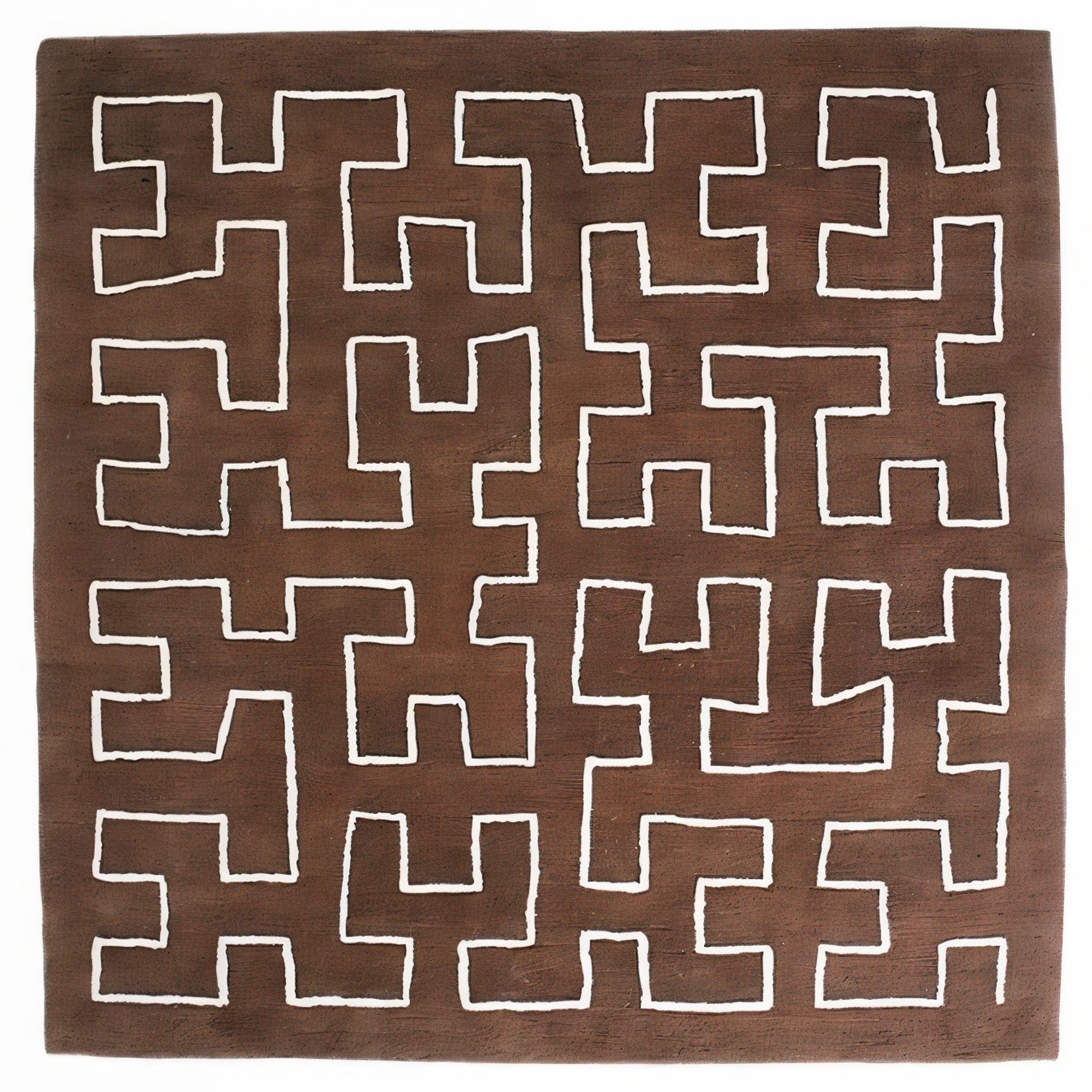 Maze Hand Tufted Rug: Square + Chocolate