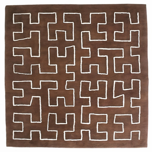 Maze Hand Tufted Rug: Square + Chocolate