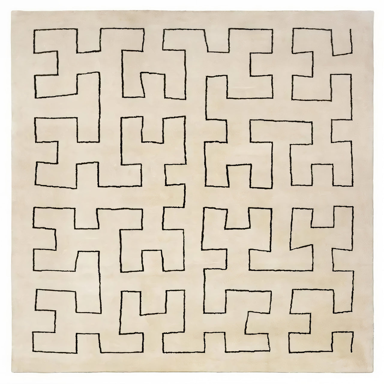 Maze Hand Tufted Rug: Square + Beige