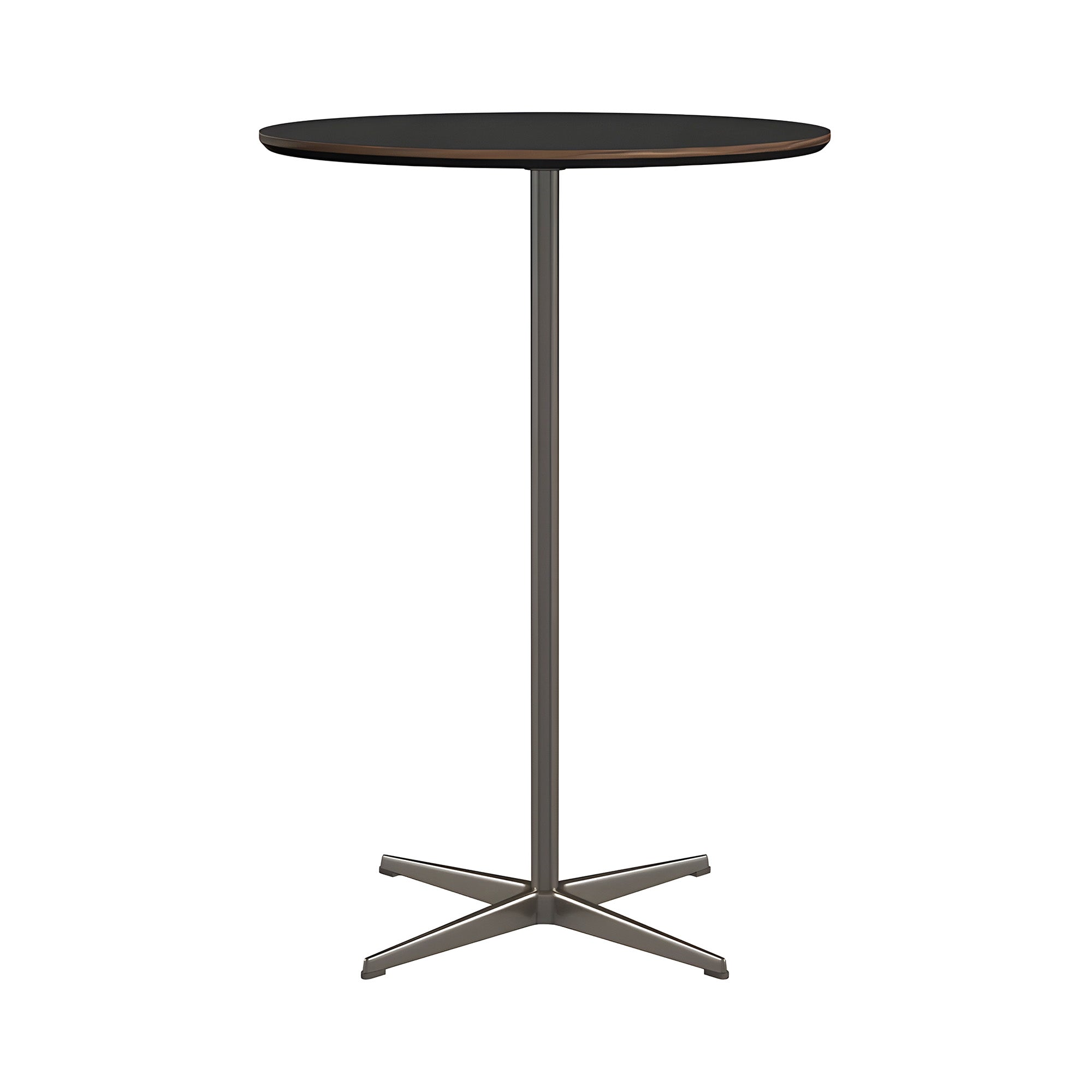 Circular Bar Table: Black Laminate + Brown Bronze