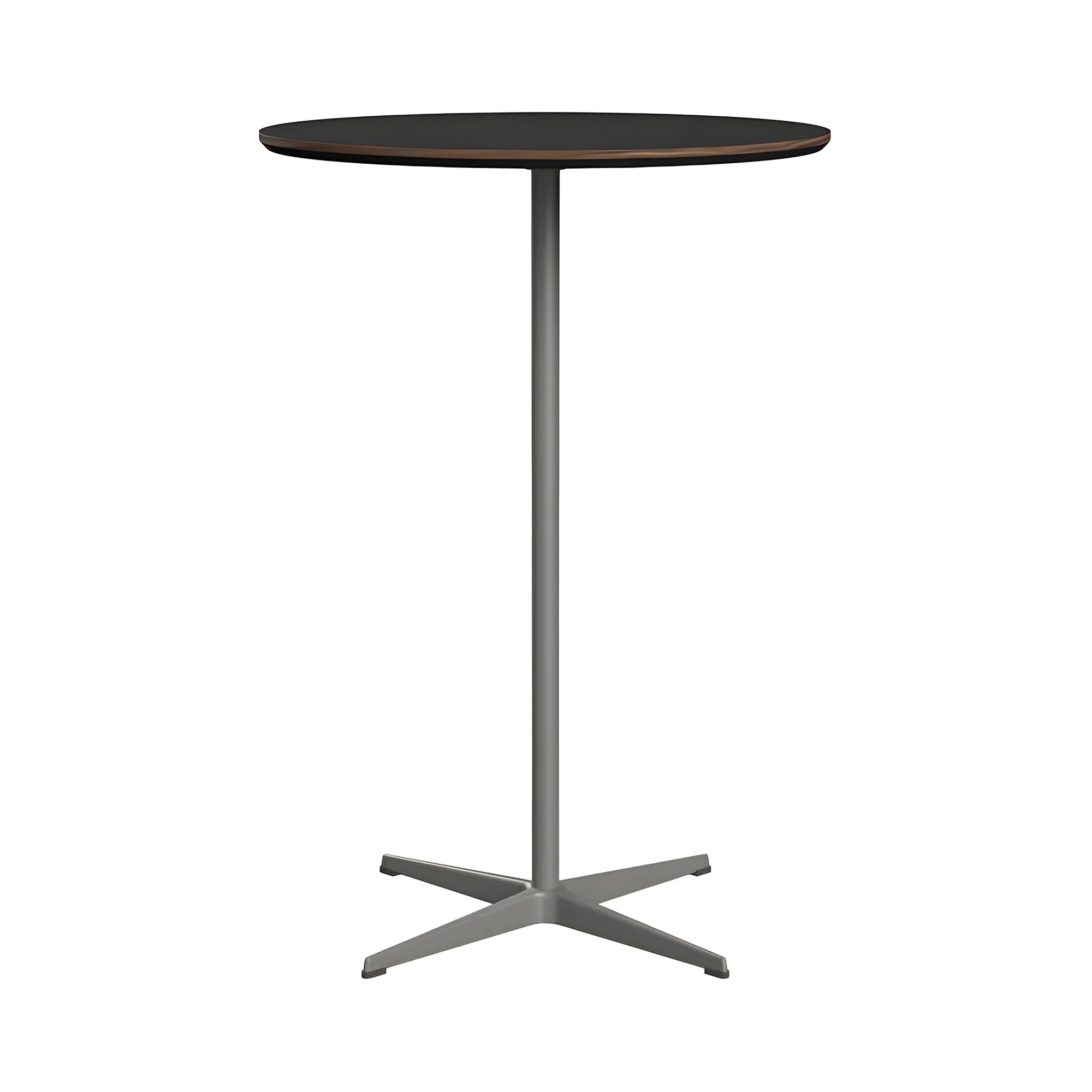 Circular Bar Table: Black Laminate + Silver Grey