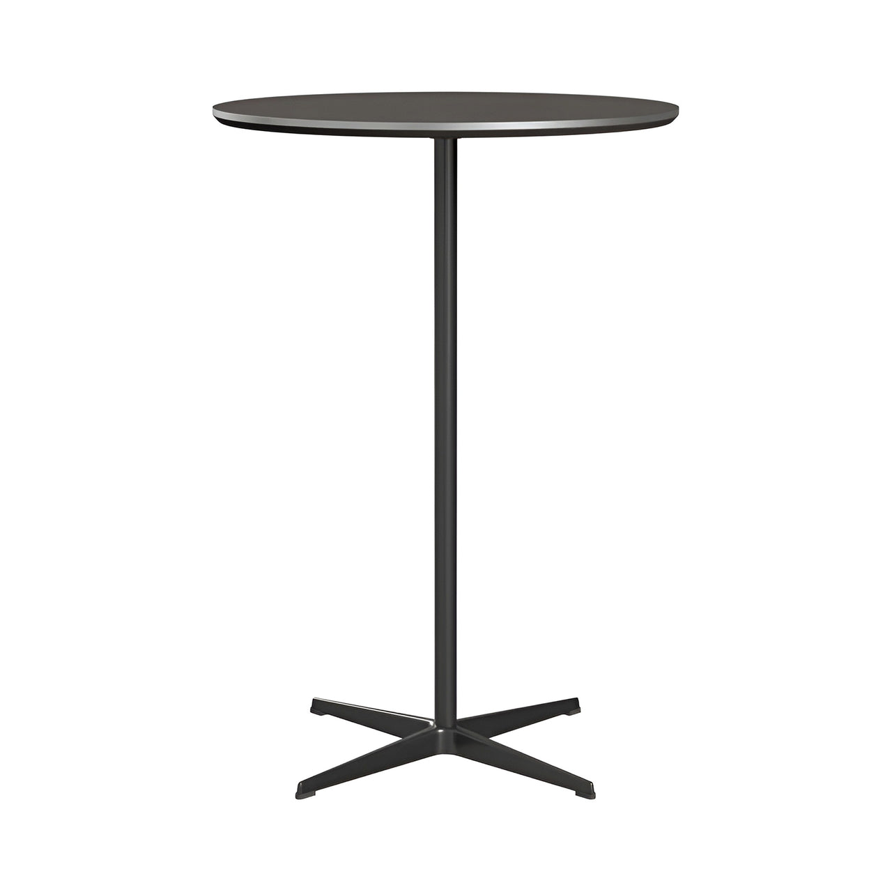 Circular Bar Table: Grey Laminate + Black