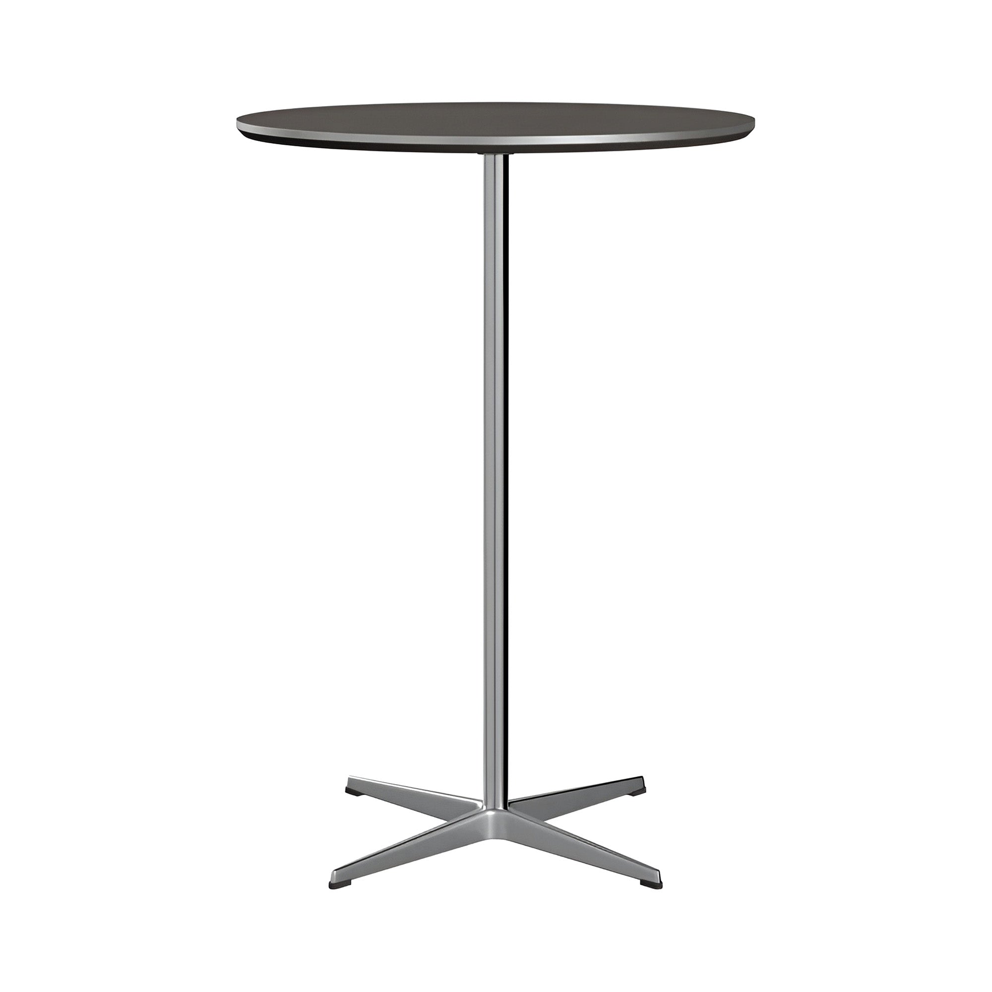 Circular Bar Table: Grey Laminate + Satin Brushed Aluminum