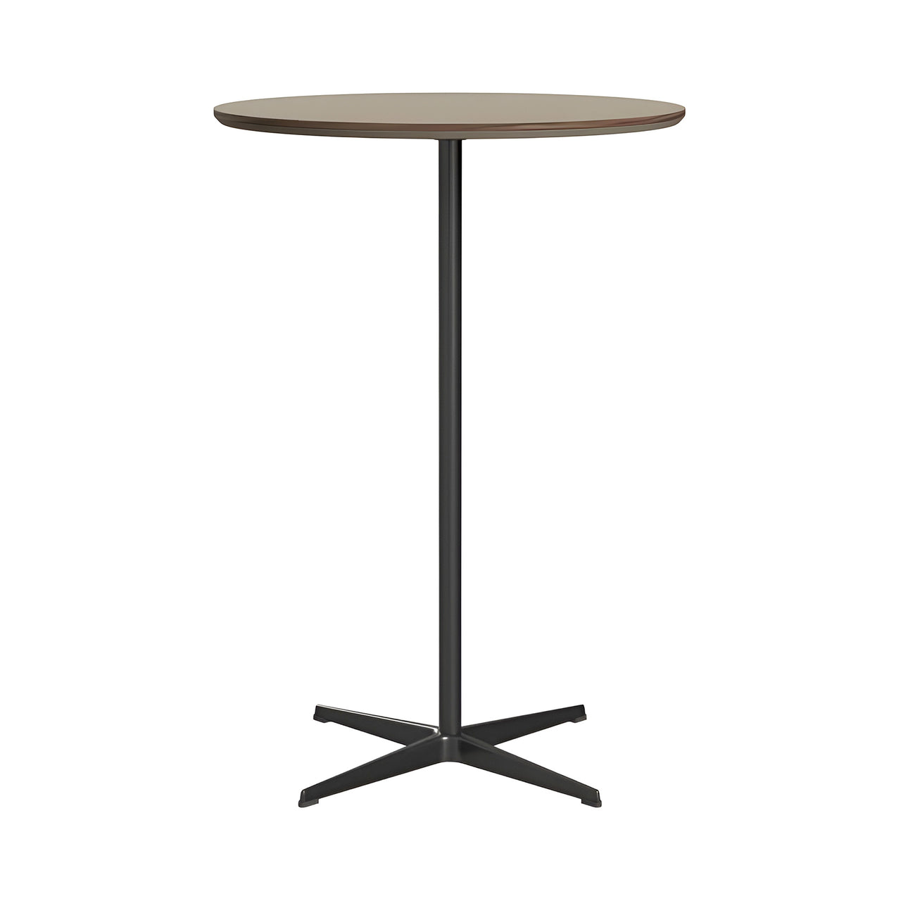 Circular Bar Table: Brown Ottawa Laminate + Black