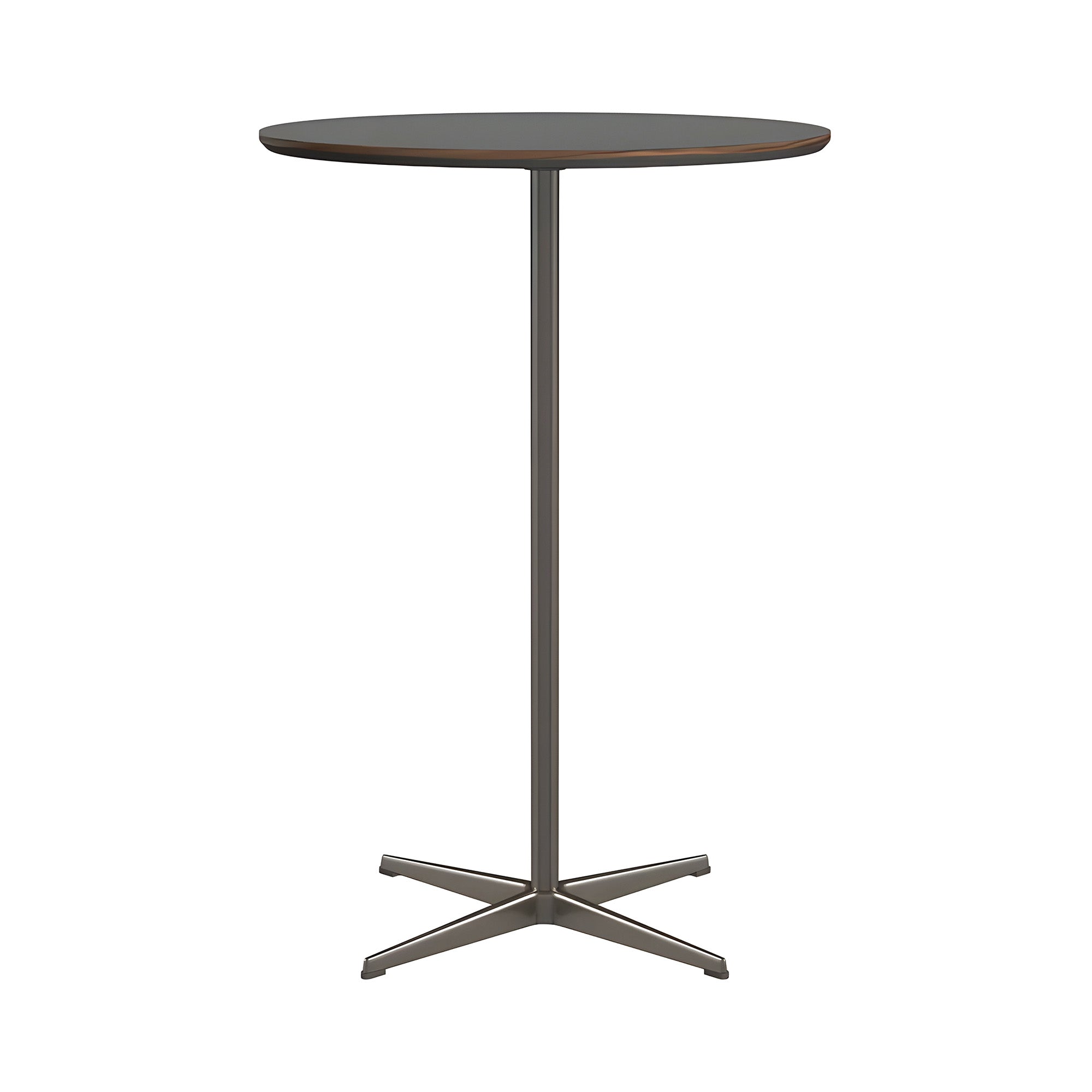 Circular Bar Table: Grey Bromo Laminate + Brown Bronze