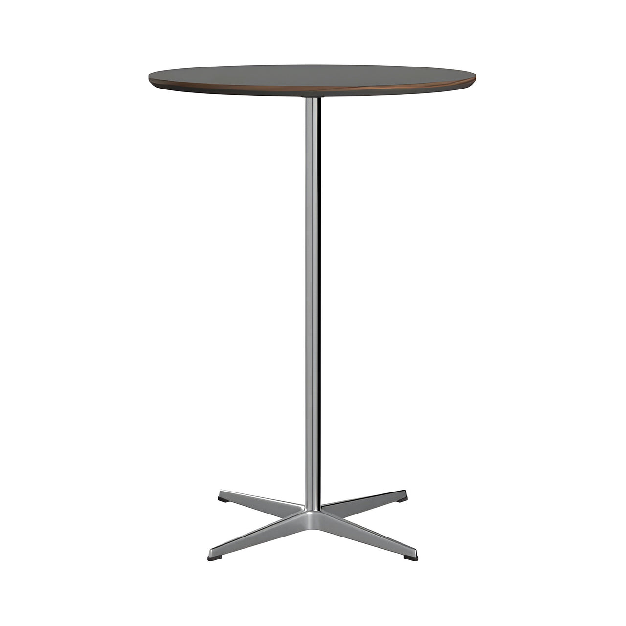 Circular Bar Table: Grey Bromo Laminate + Satin Brushed Aluminum
