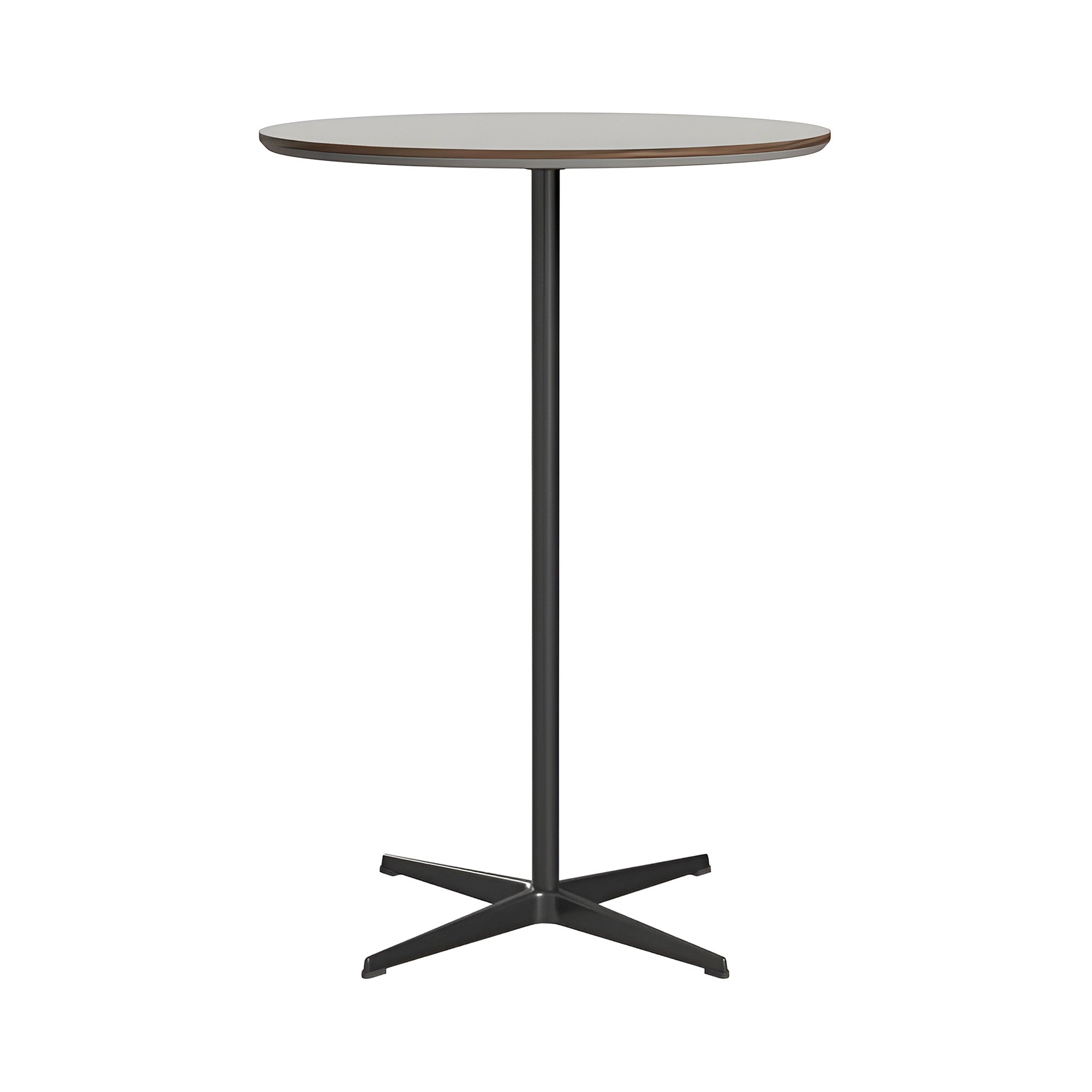Circular Bar Table: Grey Efeso Laminate + Black