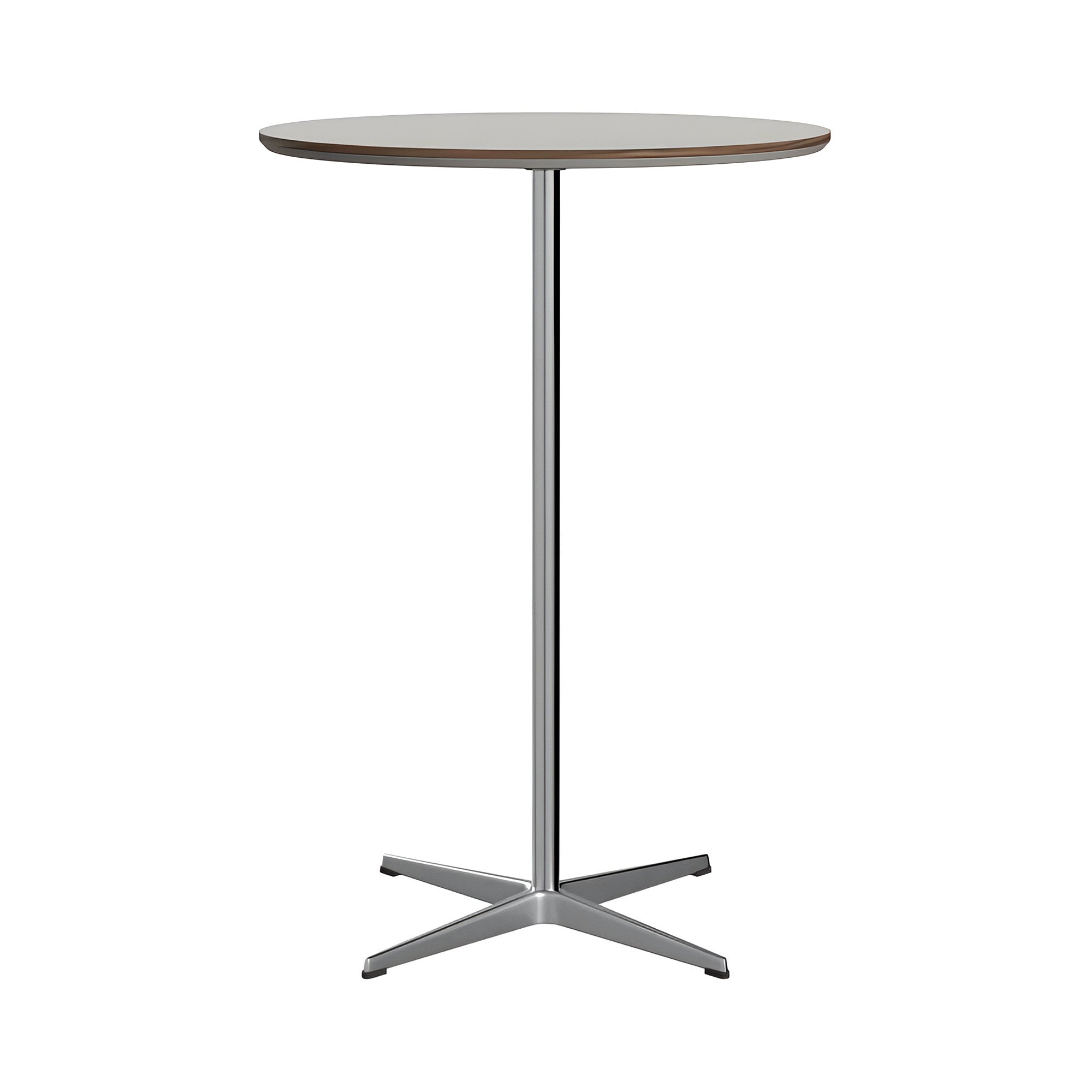 Circular Bar Table: Grey Efeso Laminate + Satin Brushed Aluminum