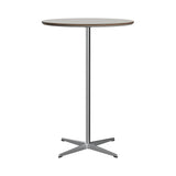 Circular Bar Table: Grey Efeso Laminate + Satin Brushed Aluminum