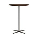Circular Bar Table: Clear Lacquered Walnut + Brown Bronze