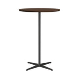 Circular Bar Table: Clear Lacquered Walnut + Black
