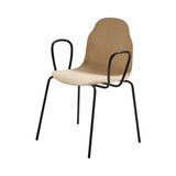 Body Stacking Chair with Armrest: Sled Base + Natural Matt Lacquered