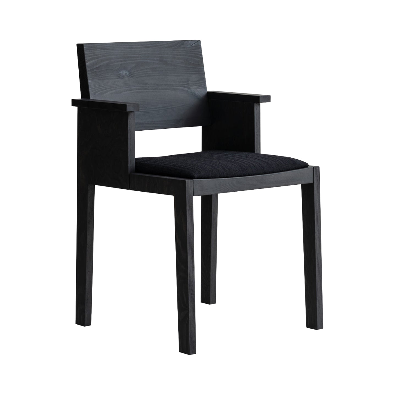 016 Maasto Dining Chair: Seat Upholstered + With Armrest + Black Pine