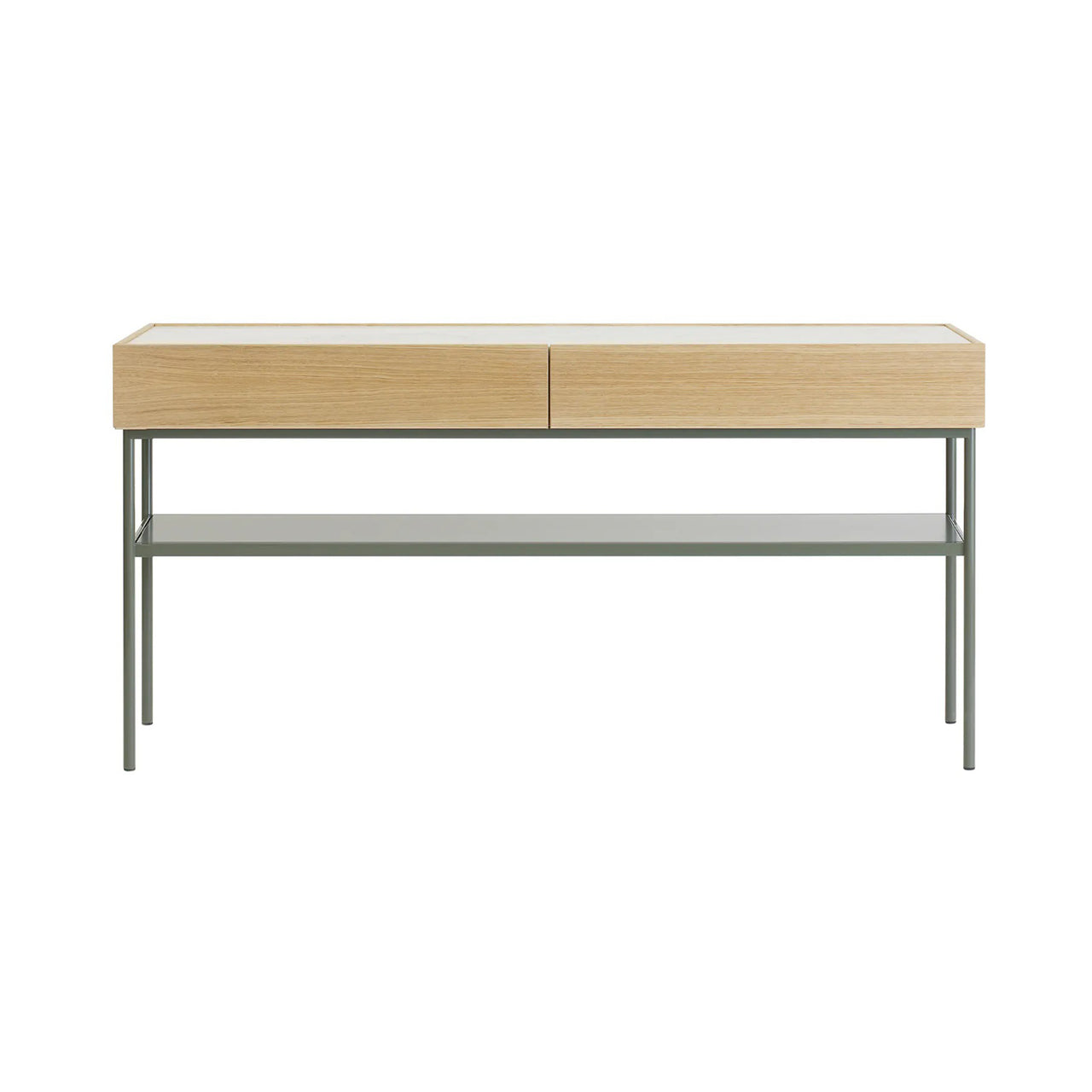 Luc Console Oak 160: White Stained Oak + Green Khaki