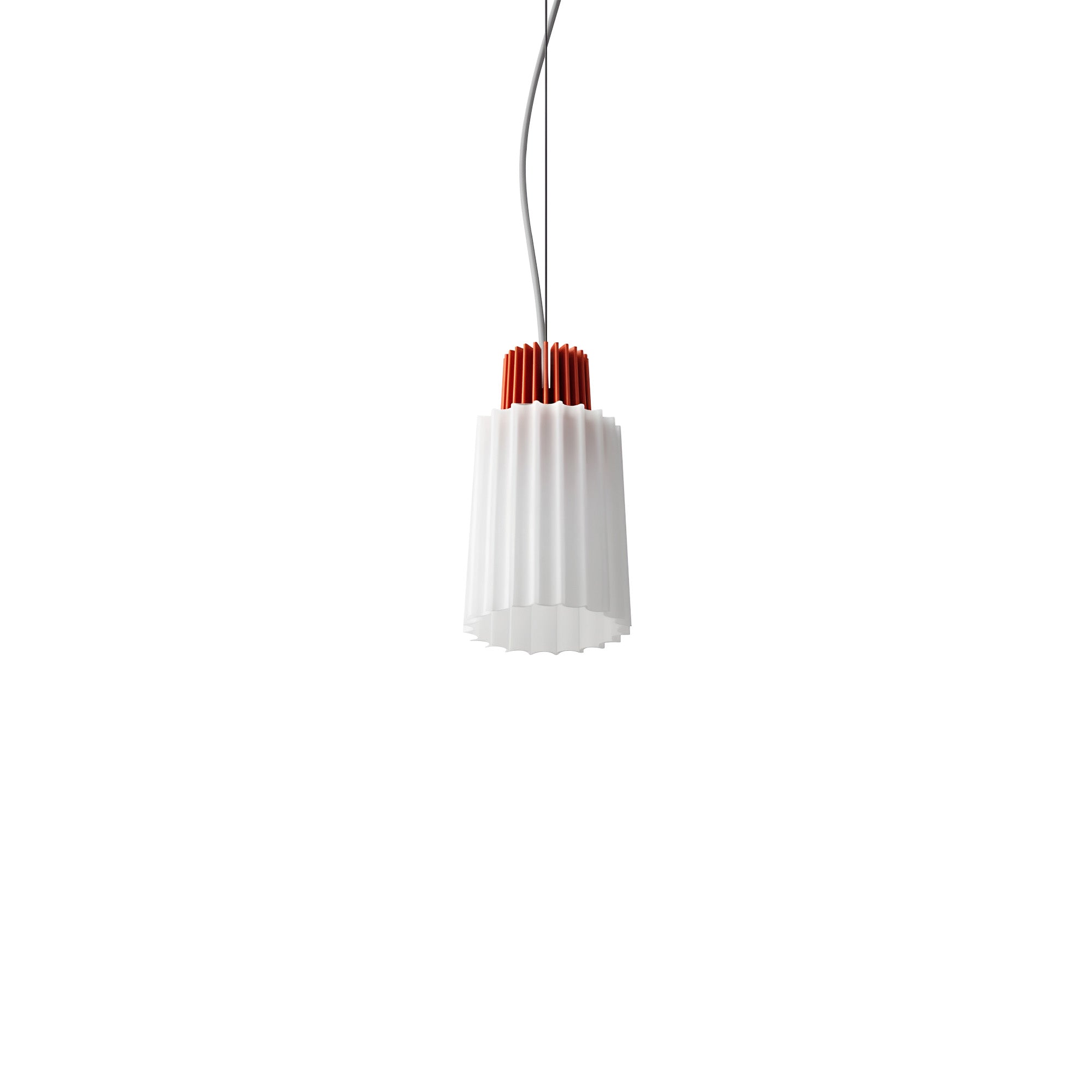 Ample Pendant: Short Fluted + Vermilion + Cable Suspension