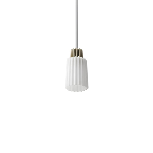 Ample Pendant: Short Fluted + Heritage Cream + Stem Mount