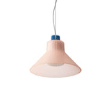 Ample Pendant: Large + Short Fluted + Frosted Blush + Cobalt + Cable Suspension