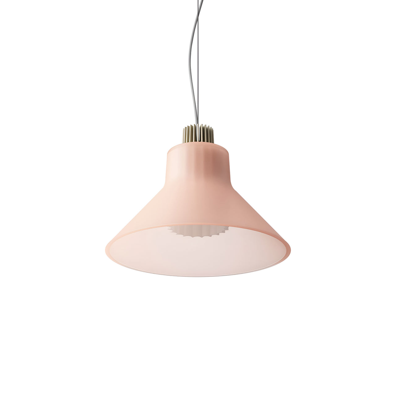 Ample Pendant: Large + Short Fluted + Frosted Blush + Heritage Cream + Cable Suspension