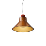 Ample Pendant: Large + Short Fluted + Caramel + Vermillion + Cable Suspension