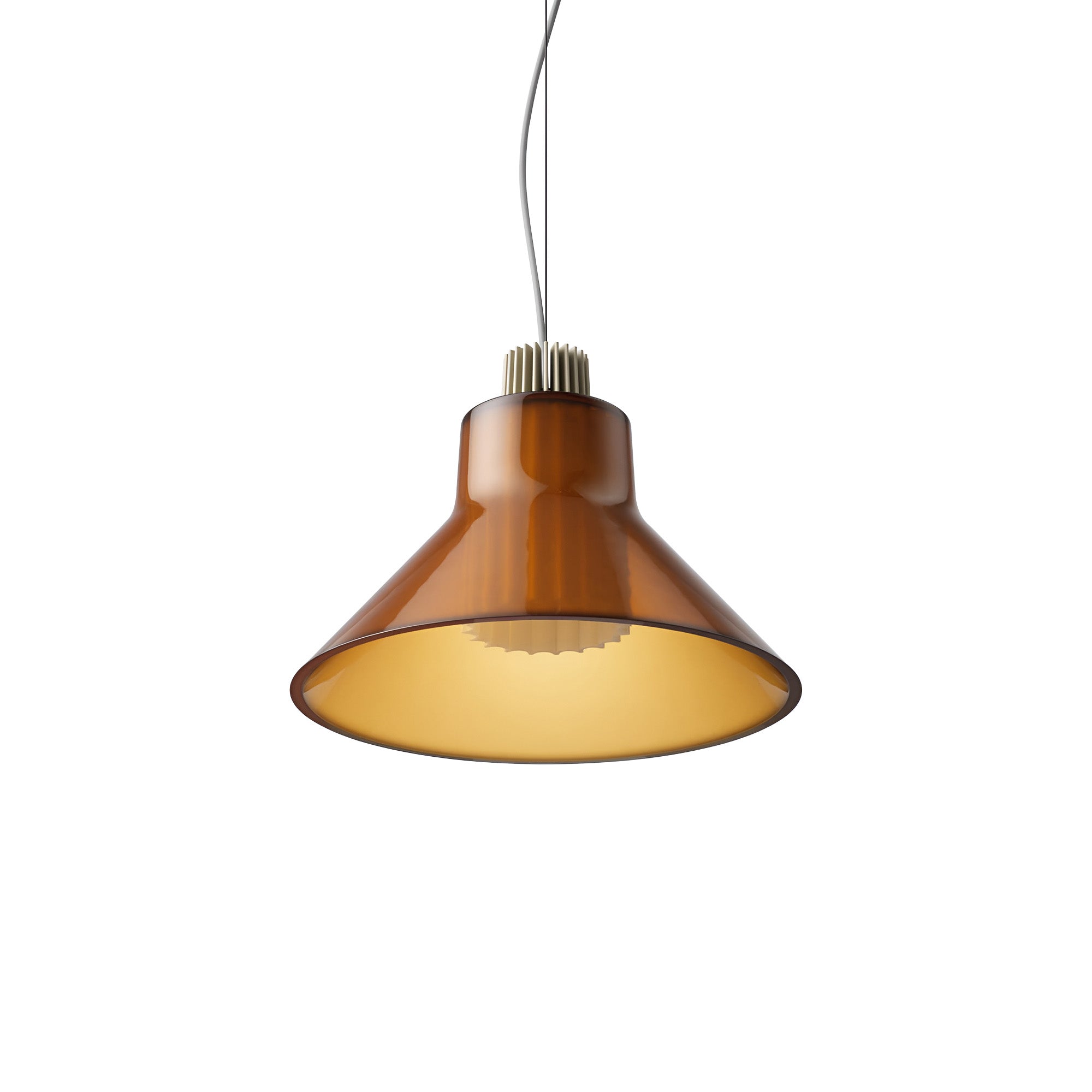 Ample Pendant: Large + Short Fluted + Caramel + Heritage Cream + Cable Suspension
