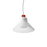 Ample Pendant: Large + Short Fluted + Frosted + Vermillion + Cable Suspension