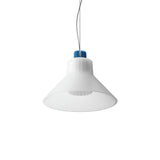 Ample Pendant: Large + Short Fluted + Frosted + Cobalt + Cable Suspension