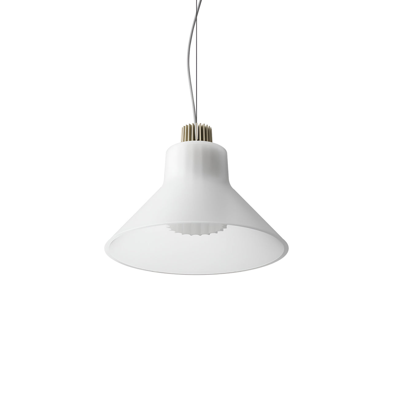 Ample Pendant: Large + Short Fluted + Frosted + Heritage Cream + Cable Suspension