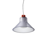 Ample Pendant: Large + Short Fluted + Frosted Smoked + Vermillion + Cable Suspension