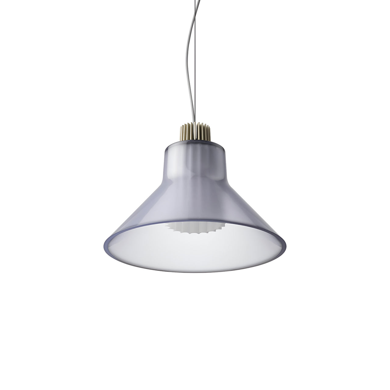 Ample Pendant: Large + Short Fluted + Frosted Smoked + Heritage Cream + Cable Suspension