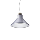 Ample Pendant: Large + Short Fluted + Frosted Smoked + Heritage Cream + Cable Suspension