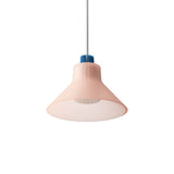 Ample Pendant: Large + Short Fluted + Frosted Blush + Cobalt + Stem Mount