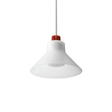 Ample Pendant: Large + Short Fluted + Frosted + Vermillion + Stem Mount