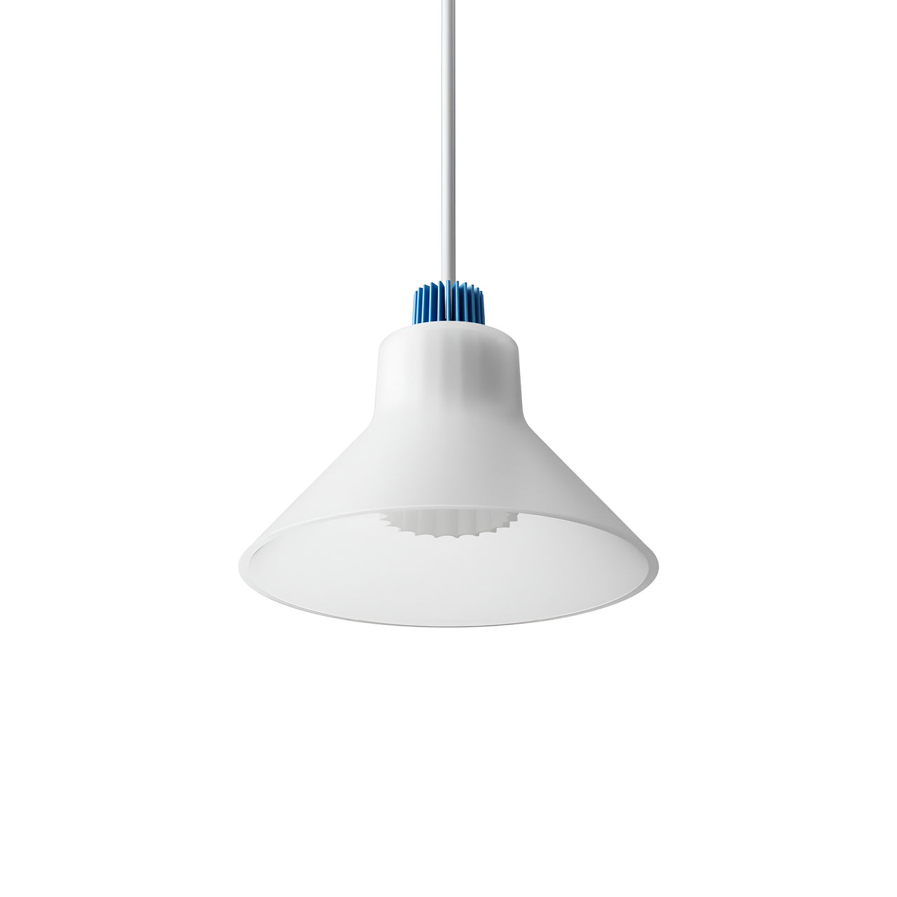 Ample Pendant: Large + Short Fluted + Frosted + Cobalt + Stem Mount