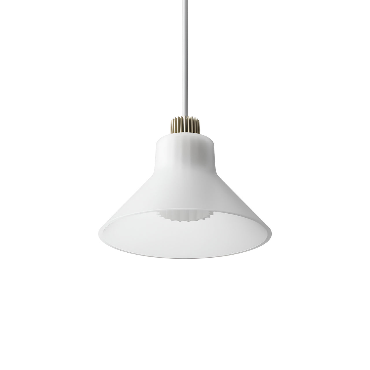 Ample Pendant: Large + Short Fluted + Frosted + Heritage Cream + Stem Mount