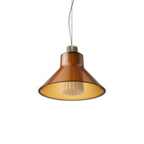 Ample Pendant: Large + Long Fluted + Caramel + Heritage Cream + Cable Suspension