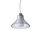 Ample Pendant: Large + Long Fluted + Frosted Smoked + Heritage Cream + Cable Suspension