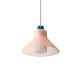 Ample Pendant: Large + Long Fluted + Frosted Blush + Cobalt + Stem Mount