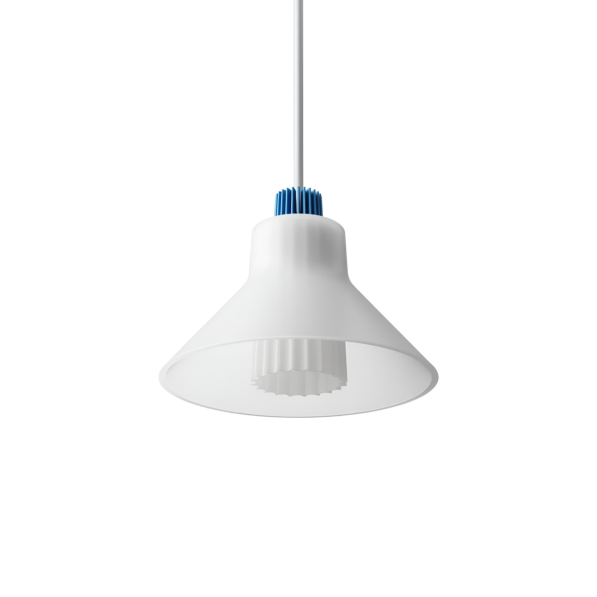 Ample Pendant: Large + Long Fluted + Frosted + Cobalt + Stem Mount