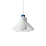 Ample Pendant: Large + Long Fluted + Frosted + Cobalt + Stem Mount