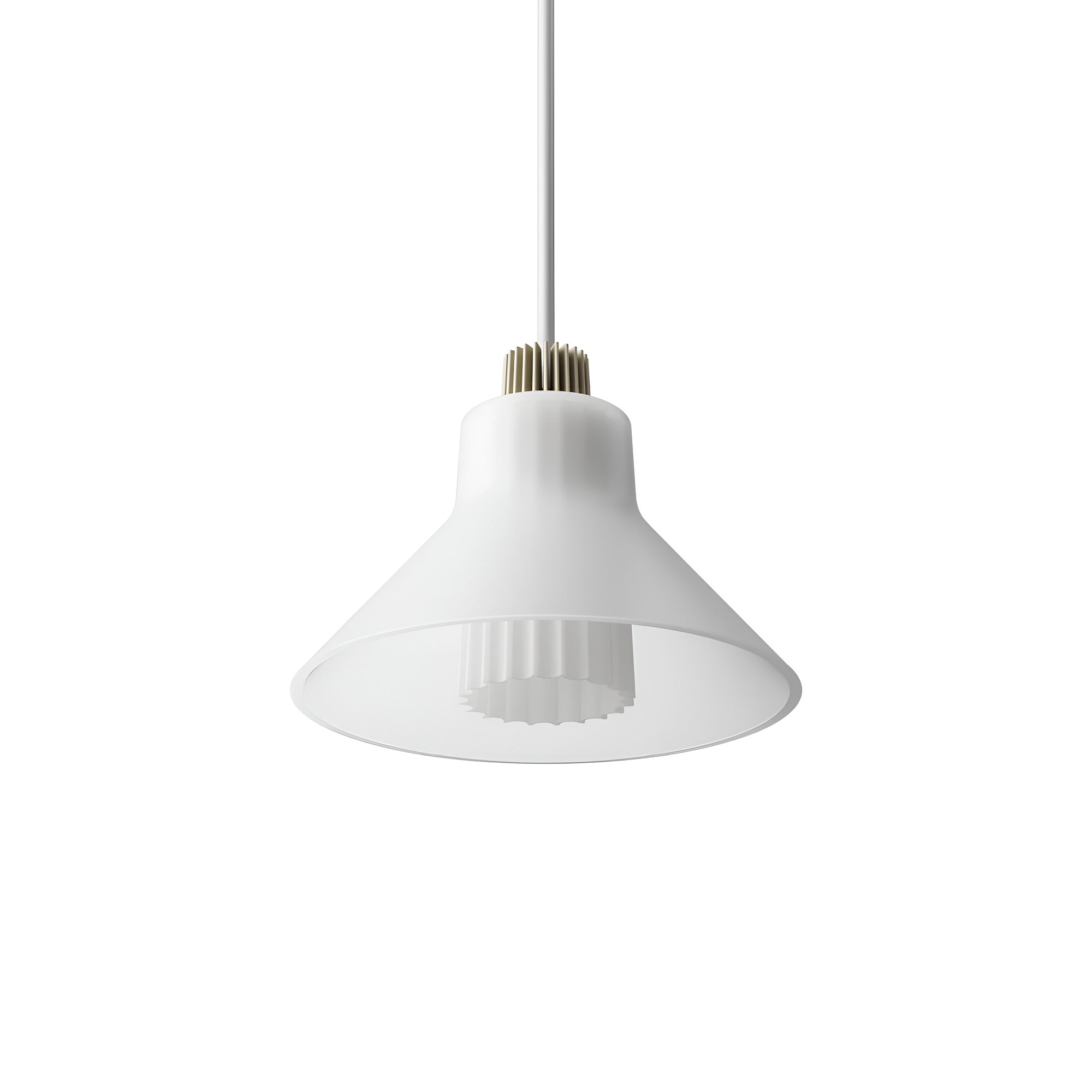 Ample Pendant: Large + Long Fluted + Frosted + Heritage Cream + Stem Mount
