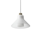 Ample Pendant: Large + Long Fluted + Frosted + Heritage Cream + Stem Mount